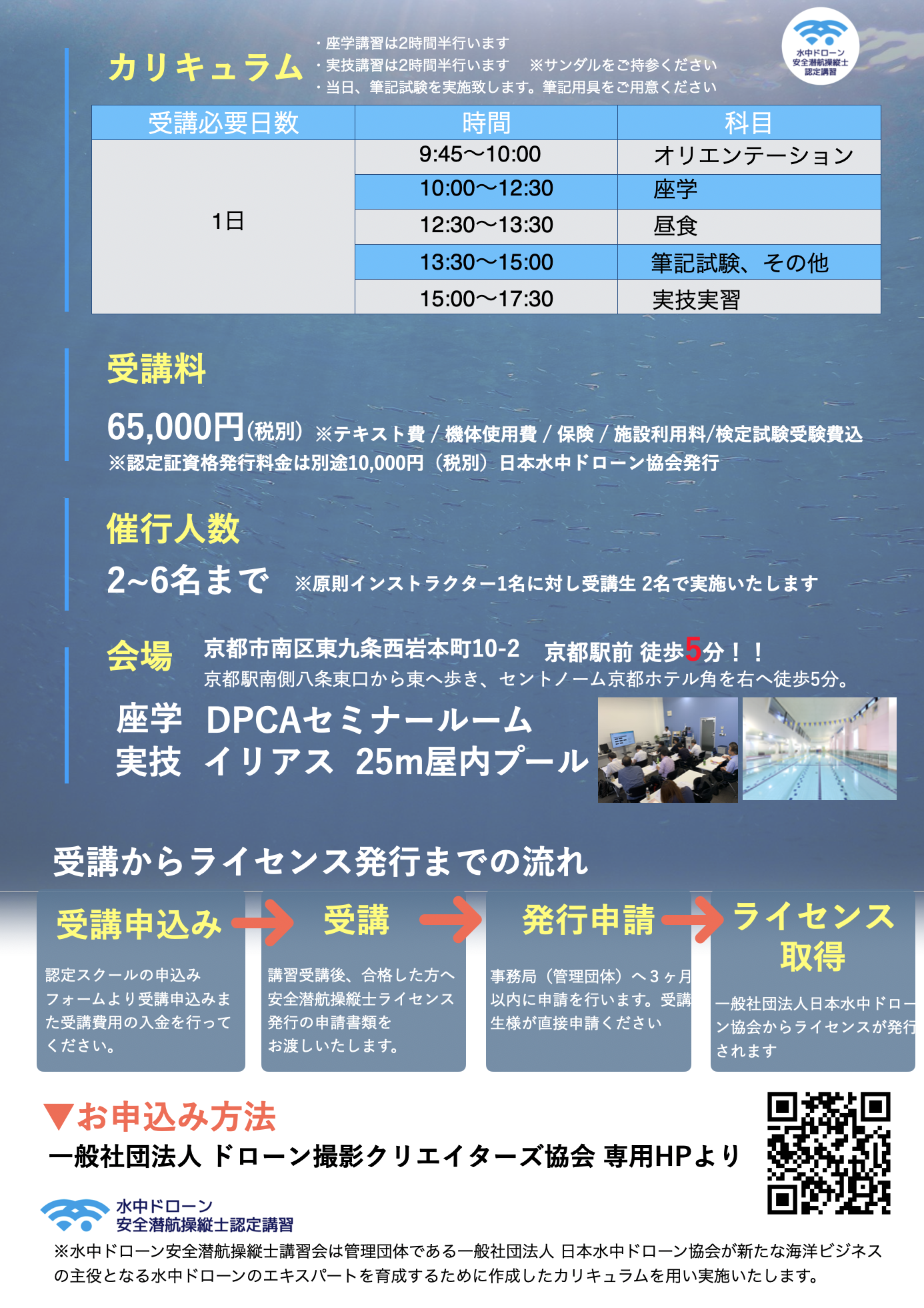 第1回 水中ドローン安全潜航操縦士講習会 受講者募集 一般社団法人dpca ドローン撮影クリエイターズ協会